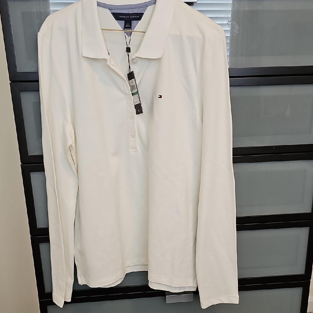 Tommy Hilfiger Cream Long Sleeve Polo